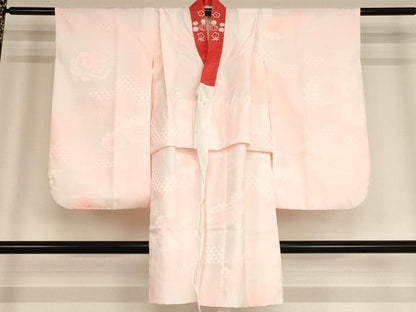 平和屋着物∵女の子　子供　長襦袢　袷　流水花地紋　暈し染め　AABE2093ja