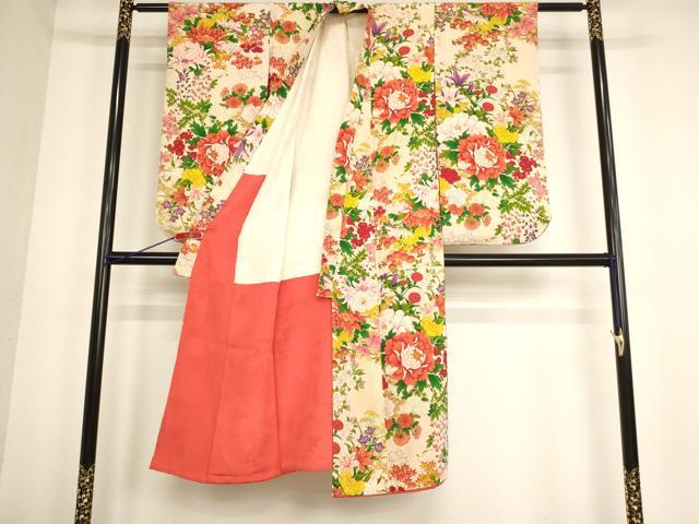 平和屋着物[]七五三　女の子　７歳　祝着　四つ身　草花文　逸品　AABE2094ja