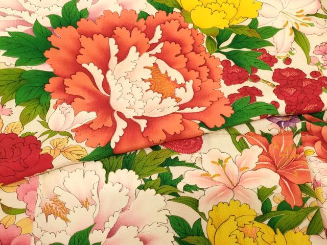 平和屋着物[]七五三　女の子　７歳　祝着　四つ身　草花文　逸品　AABE2094ja