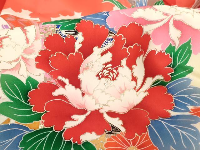 平和屋着物[]七五三　女の子　３歳　祝着　一つ身　短冊花文　暈し染め　金銀彩　逸品　AABE2099ja