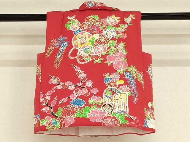 平和屋着物[]七五三　女の子　３歳　祝着　三つ身　被布　花鼓文　金彩　AABE2101ja