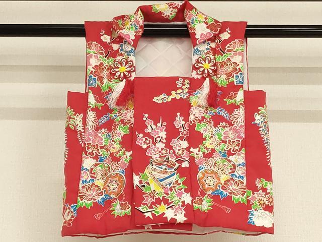 平和屋着物[]七五三　女の子　３歳　祝着　三つ身　被布　花鼓文　金彩　AABE2101ja