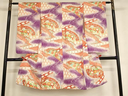 平和屋着物[]七五三　女の子　5歳　祝着　檜扇花文　金彩　逸品　AABE2102ja