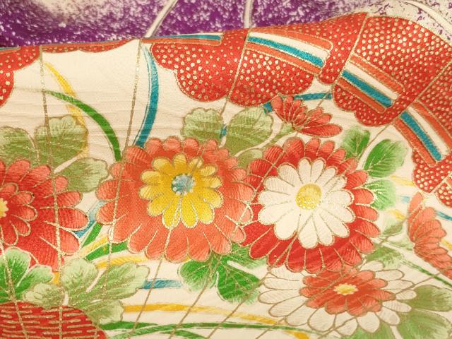 平和屋着物[]七五三　女の子　5歳　祝着　檜扇花文　金彩　逸品　AABE2102ja