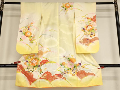 平和屋着物[]七五三　女の子　5歳　祝着　駒刺繍　花車文　暈し染め　金彩　逸品　AABE2103ja