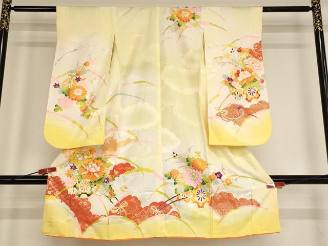 平和屋着物[]七五三　女の子　5歳　祝着　駒刺繍　花車文　暈し染め　金彩　逸品　AABE2103ja