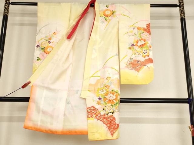 平和屋着物[]七五三　女の子　5歳　祝着　駒刺繍　花車文　暈し染め　金彩　逸品　AABE2103ja