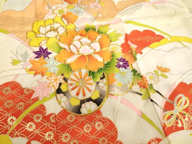 平和屋着物[]七五三　女の子　5歳　祝着　駒刺繍　花車文　暈し染め　金彩　逸品　AABE2103ja