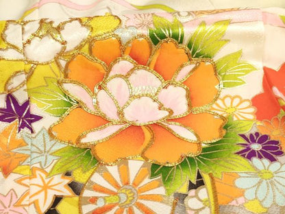 平和屋着物[]七五三　女の子　5歳　祝着　駒刺繍　花車文　暈し染め　金彩　逸品　AABE2103ja