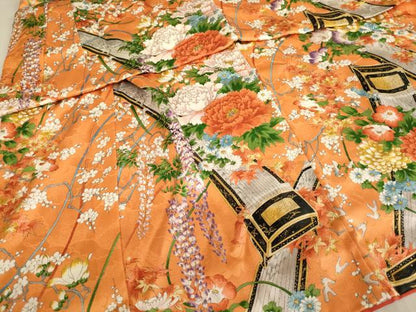 平和屋着物[]七五三　女の子　３歳　祝着　三つ身　楽器花文　琴　逸品　AABE2104ja