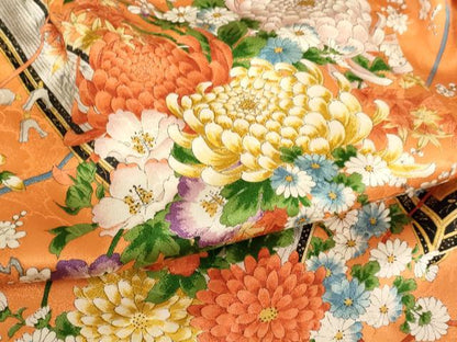 平和屋着物[]七五三　女の子　３歳　祝着　三つ身　楽器花文　琴　逸品　AABE2104ja
