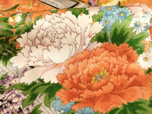 平和屋着物[]七五三　女の子　３歳　祝着　三つ身　楽器花文　琴　逸品　AABE2104ja