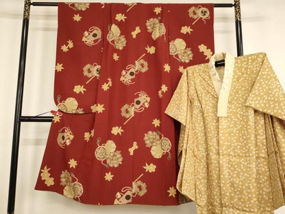 平和屋着物[]こむさでもーど・COMME CA DU MODE　七五三　女の子　７歳　祝着　四つ身　長襦袢(無双仕立て)セット　花鼓文　AABE2109ja