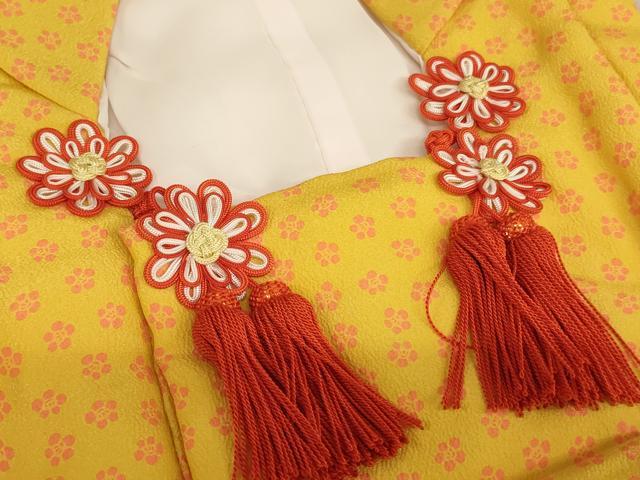 平和屋着物[]七五三　女の子　３歳　祝着　三つ身　被布　舞梅文　AABE2110ja