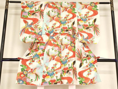 平和屋着物[]七五三　女の子　5歳　祝着　鳳凰花文　暈し染め　金彩　逸品　AABE2111ja