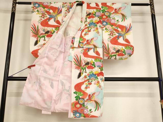 平和屋着物[]七五三　女の子　5歳　祝着　鳳凰花文　暈し染め　金彩　逸品　AABE2111ja