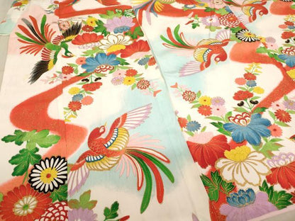 平和屋着物[]七五三　女の子　5歳　祝着　鳳凰花文　暈し染め　金彩　逸品　AABE2111ja