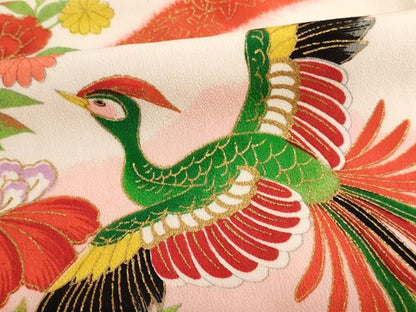 平和屋着物[]七五三　女の子　5歳　祝着　鳳凰花文　暈し染め　金彩　逸品　AABE2111ja
