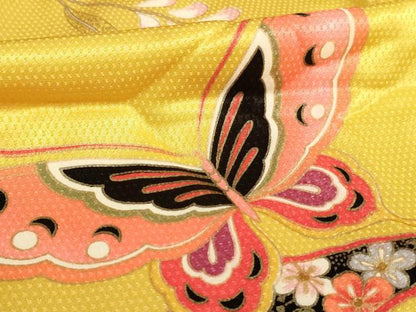 平和屋着物[]七五三　女の子　７歳　祝着　花手毬舞蝶文　暈し染め　金彩　AABE2114ja