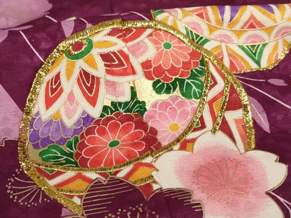平和屋着物[]七五三　女の子　７歳　祝着　刺繍　枝垂れ桜手毬文　金糸　金彩　AABE2115ja