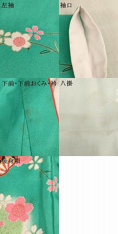 平和屋着物[]七五三　女の子　７歳　祝着　雪輪御所車枝垂れ桜文　暈し染め　金彩　逸品　AABE2116ja