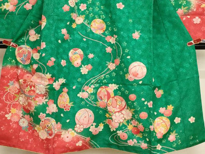 平和屋着物[]七五三　女の子　７歳　祝着　刺繍　花手毬文　暈し染め　金糸　AABE2120ja