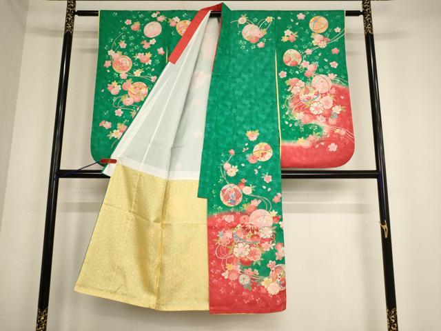 平和屋着物[]七五三　女の子　７歳　祝着　刺繍　花手毬文　暈し染め　金糸　AABE2120ja