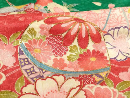 平和屋着物[]七五三　女の子　７歳　祝着　刺繍　花手毬文　暈し染め　金糸　AABE2120ja