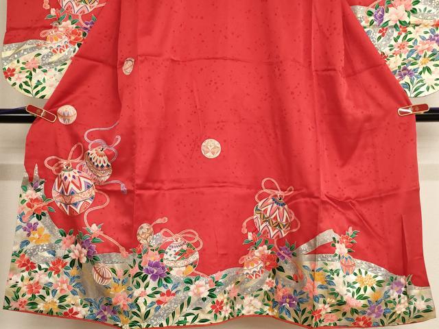 平和屋着物[]七五三　女の子　３歳　祝着　三つ身　鈴花文　金彩　AABE2127ja