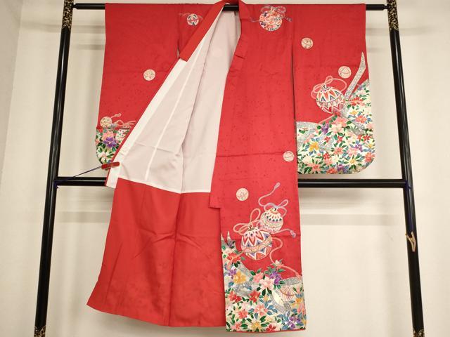 平和屋着物[]七五三　女の子　３歳　祝着　三つ身　鈴花文　金彩　AABE2127ja