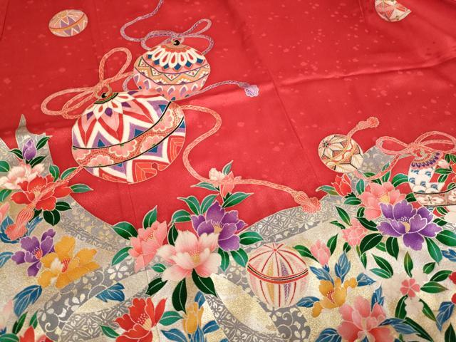 平和屋着物[]七五三　女の子　３歳　祝着　三つ身　鈴花文　金彩　AABE2127ja