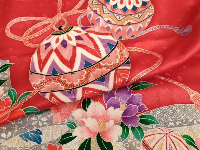 平和屋着物[]七五三　女の子　３歳　祝着　三つ身　鈴花文　金彩　AABE2127ja