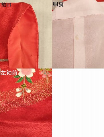 平和屋着物[]七五三　女の子　７歳　祝着　四つ身　枝垂れ桜花車文　金彩　AABE2128ja