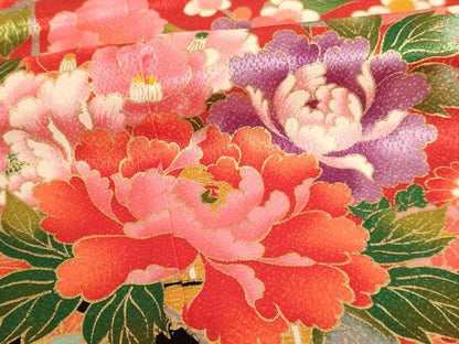 平和屋着物[]七五三　女の子　７歳　祝着　四つ身　枝垂れ桜花車文　金彩　AABE2128ja