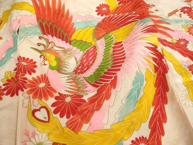 平和屋着物[]お宮参り　女の子　祝着　産着　初着　のしめ　刺繍　鳳凰花文　金糸　金彩　逸品　AABE2129ja
