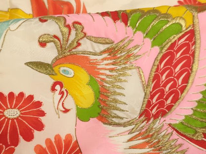 平和屋着物[]お宮参り　女の子　祝着　産着　初着　のしめ　刺繍　鳳凰花文　金糸　金彩　逸品　AABE2129ja
