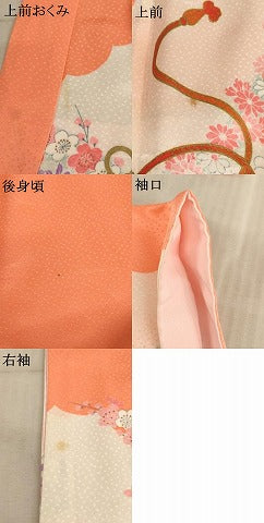 平和屋着物[]七五三　女の子　７歳　祝着　四つ身　糸巻　鈴　花蝶文　金彩　AABE2131ja