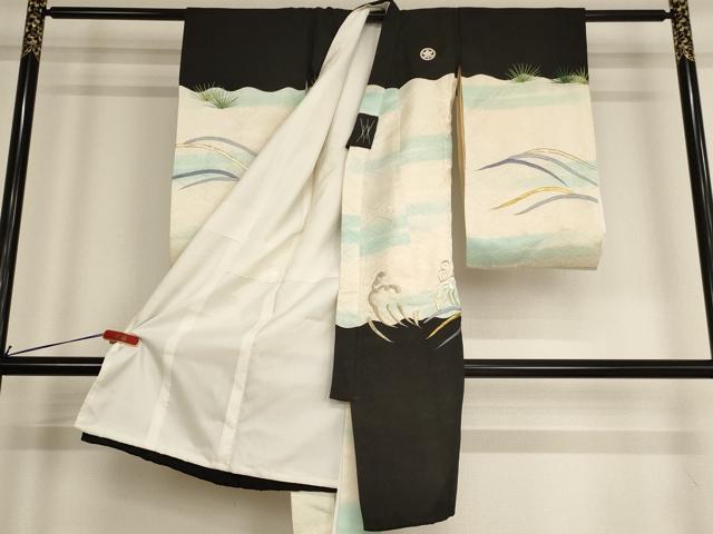 平和屋着物[]お宮参り　男の子　祝着　産着　初着　のしめ　刺繍　立波鷹文　金銀糸　逸品　AABE2134ja
