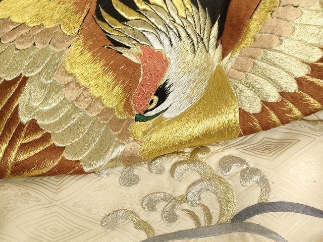 平和屋着物[]お宮参り　男の子　祝着　産着　初着　のしめ　刺繍　立波鷹文　金銀糸　逸品　AABE2134ja