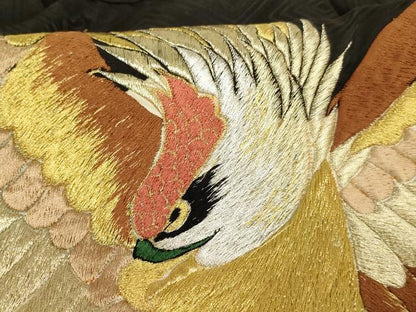 平和屋着物[]お宮参り　男の子　祝着　産着　初着　のしめ　刺繍　立波鷹文　金銀糸　逸品　AABE2134ja