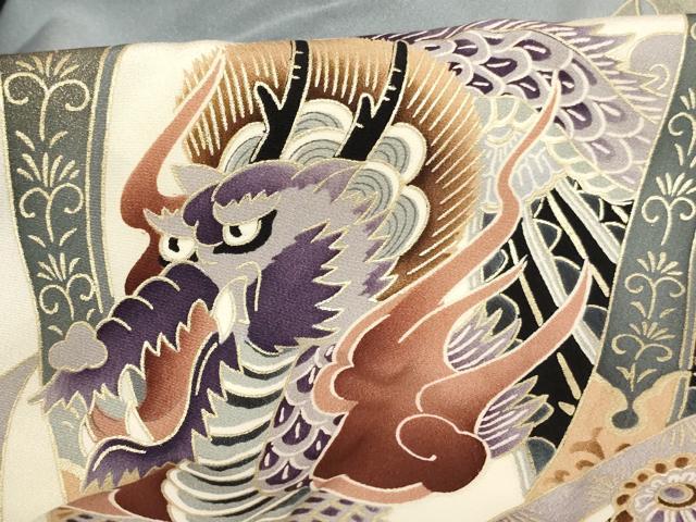 平和屋着物[]お宮参り　男の子　祝着　産着　初着　のしめ　兜　立波風景文　暈し染め　金彩　逸品　AABE2135ja