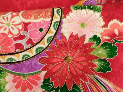 平和屋着物[]七五三　女の子　３歳　祝着　一つ身　刺繍　鈴花文　暈し染め　金糸　金彩　逸品　AABE2138ja