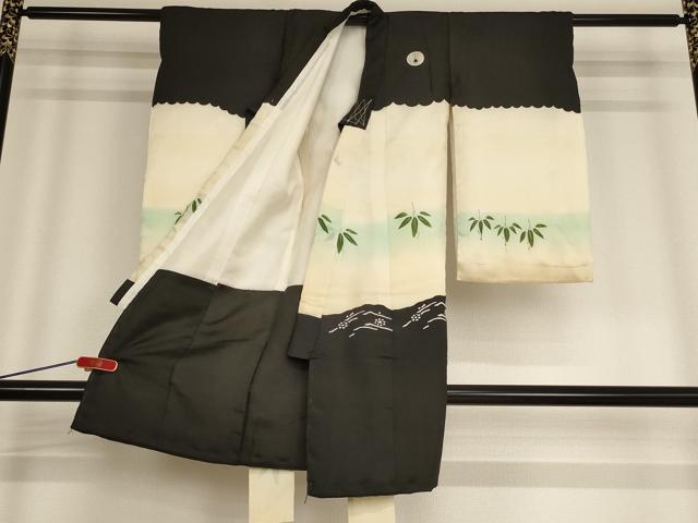 平和屋着物[]お宮参り　男の子　祝着　産着　初着　のしめ　手描き　駒刺繍　騎馬武者　暈し染め　金彩　逸品　AABE2139ja