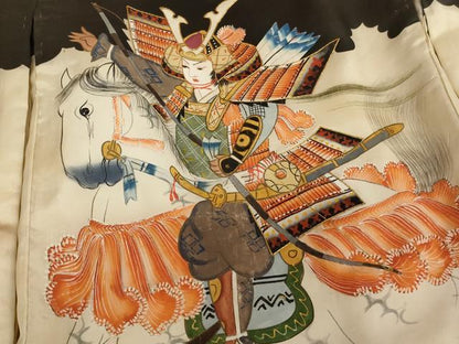 平和屋着物[]お宮参り　男の子　祝着　産着　初着　のしめ　手描き　駒刺繍　騎馬武者　暈し染め　金彩　逸品　AABE2139ja
