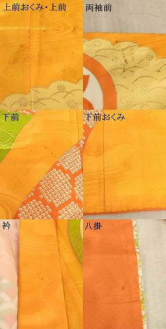 平和屋着物[]七五三　女の子　３歳　祝着　三つ身　駒刺繍　花蝶丸文　金彩　AABE2144ja
