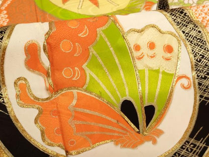 平和屋着物[]七五三　女の子　３歳　祝着　三つ身　駒刺繍　花蝶丸文　金彩　AABE2144ja