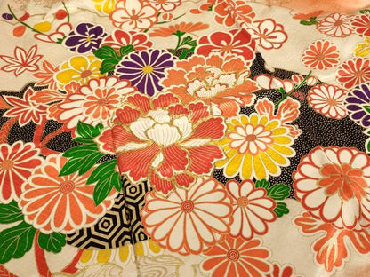 平和屋着物[]七五三　女の子　5歳　祝着　駒刺繍　草花文　暈し染め　金彩　逸品　AABE2147ja