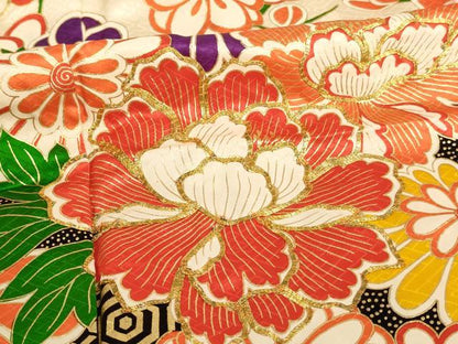 平和屋着物[]七五三　女の子　5歳　祝着　駒刺繍　草花文　暈し染め　金彩　逸品　AABE2147ja