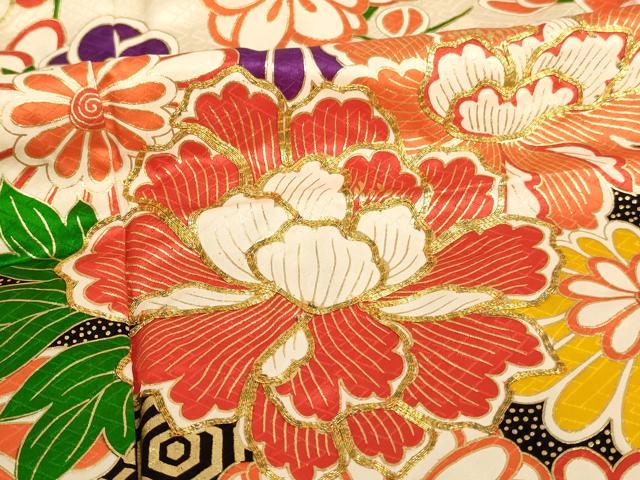 平和屋着物[]七五三　女の子　5歳　祝着　駒刺繍　草花文　暈し染め　金彩　逸品　AABE2147ja