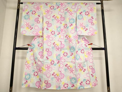 平和屋着物∴夏物 子供 女の子 浴衣 金魚 朝顔 AABE2149ja